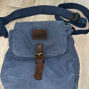 Top Wolf Blue Canvas Crossbody Organizer Boho Handbag Purse